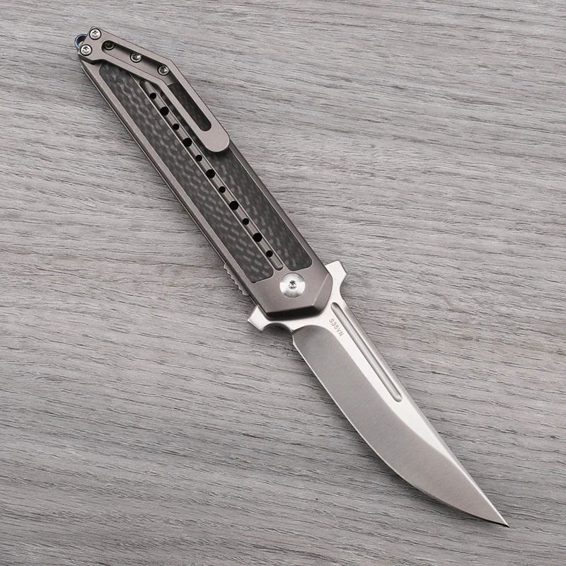 Outdoor Carbon Fiber Titanium Alloy Folding Knife Camping Survival Portable Multipurpose Play Cutting EDC Tool Knife