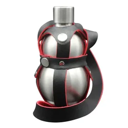 1PCS Premium Gourd Shape Hip Flask Portable Stainless Steel Alcohol Bottle with Leather Holster Outdoor Liquor Whisky Wine Flask