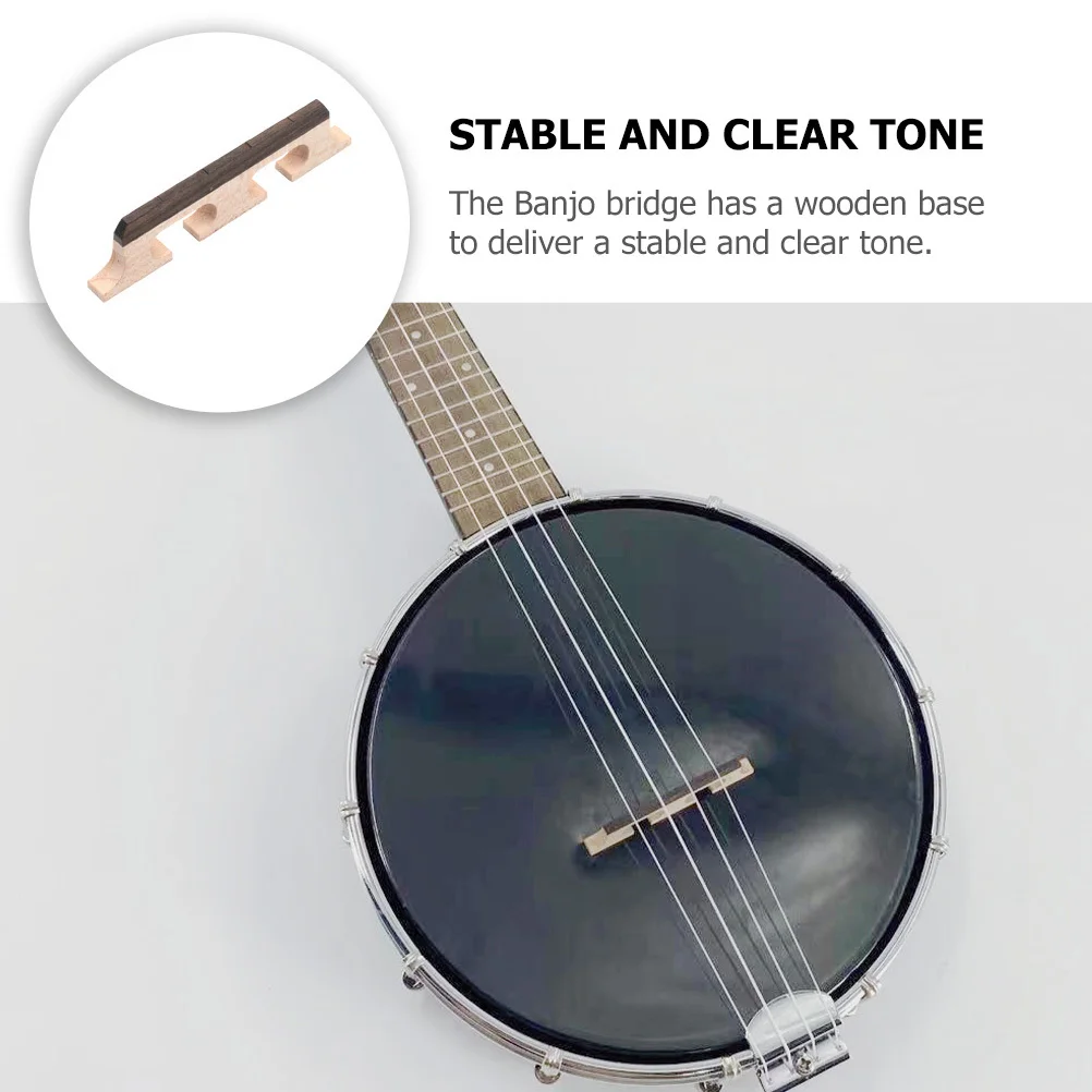 

2Pcs Wood Banjo Bridge Professional Durable Replacement Accessory Stable Clear Tone Banjo Bridge Musical Instrument Supply