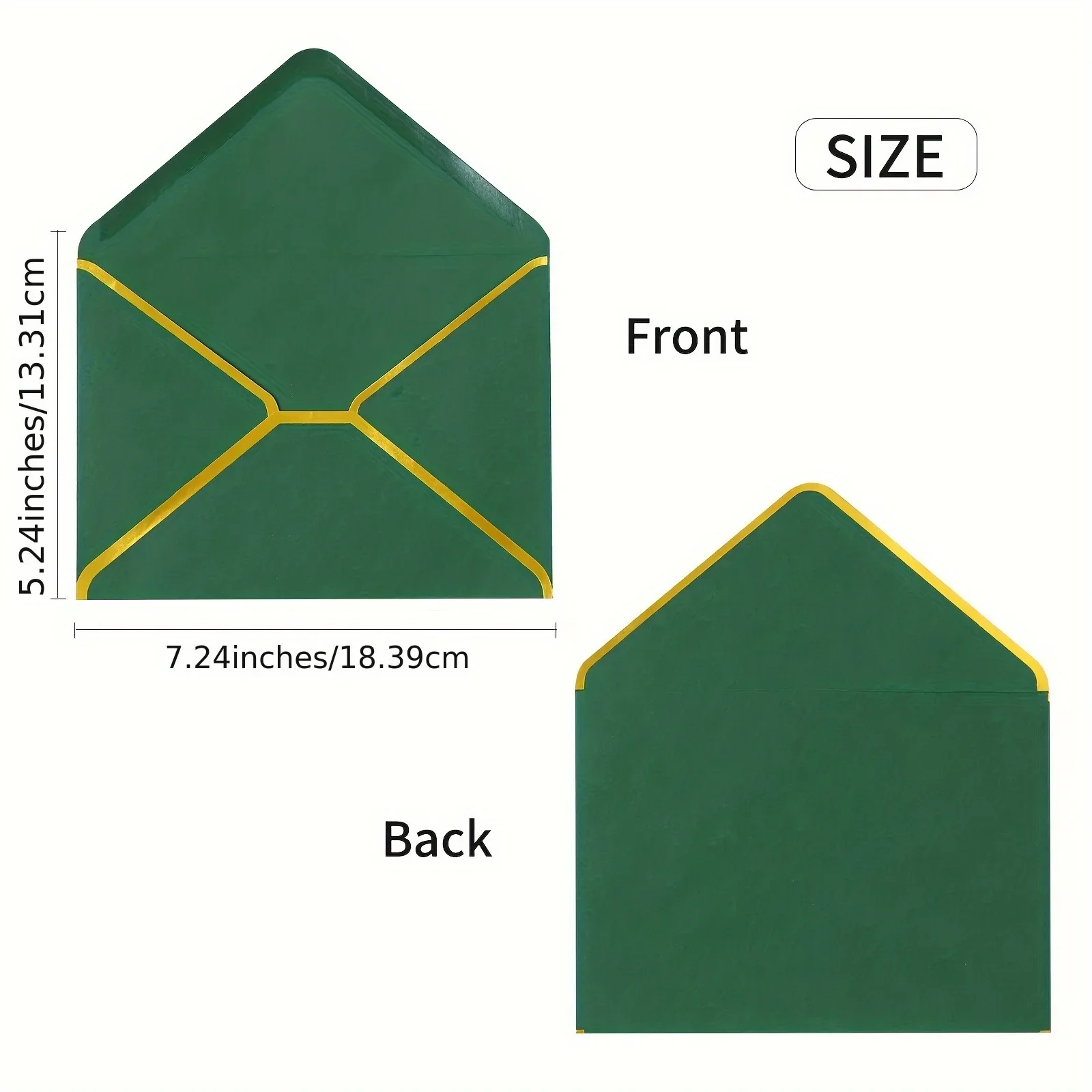 10pcs/lot 185*135mm Green Paper Envelope Golden Edged Wedding Invitations Postcard Envelope High-grade Busines Packing Giftbox