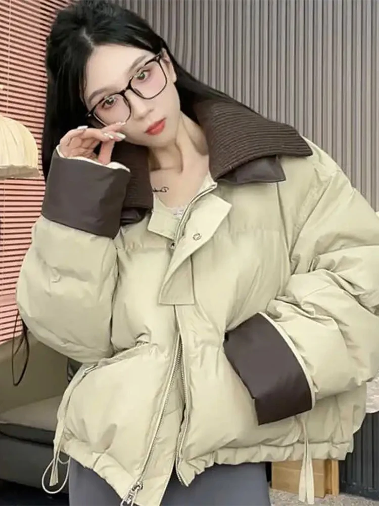 

Модная женская хлопковая куртка с длинными рукавами и цветными вставками, новинка 2026 года, трендовая, утягивающая фигуру, с воротником