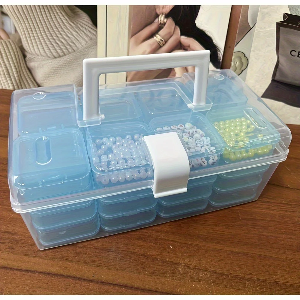 32pcs Plastic Multi-functional Portable Storage Box, Jewelry And Nail Bead Decoration Sorting Box, Sewing Craft Supplies Storage