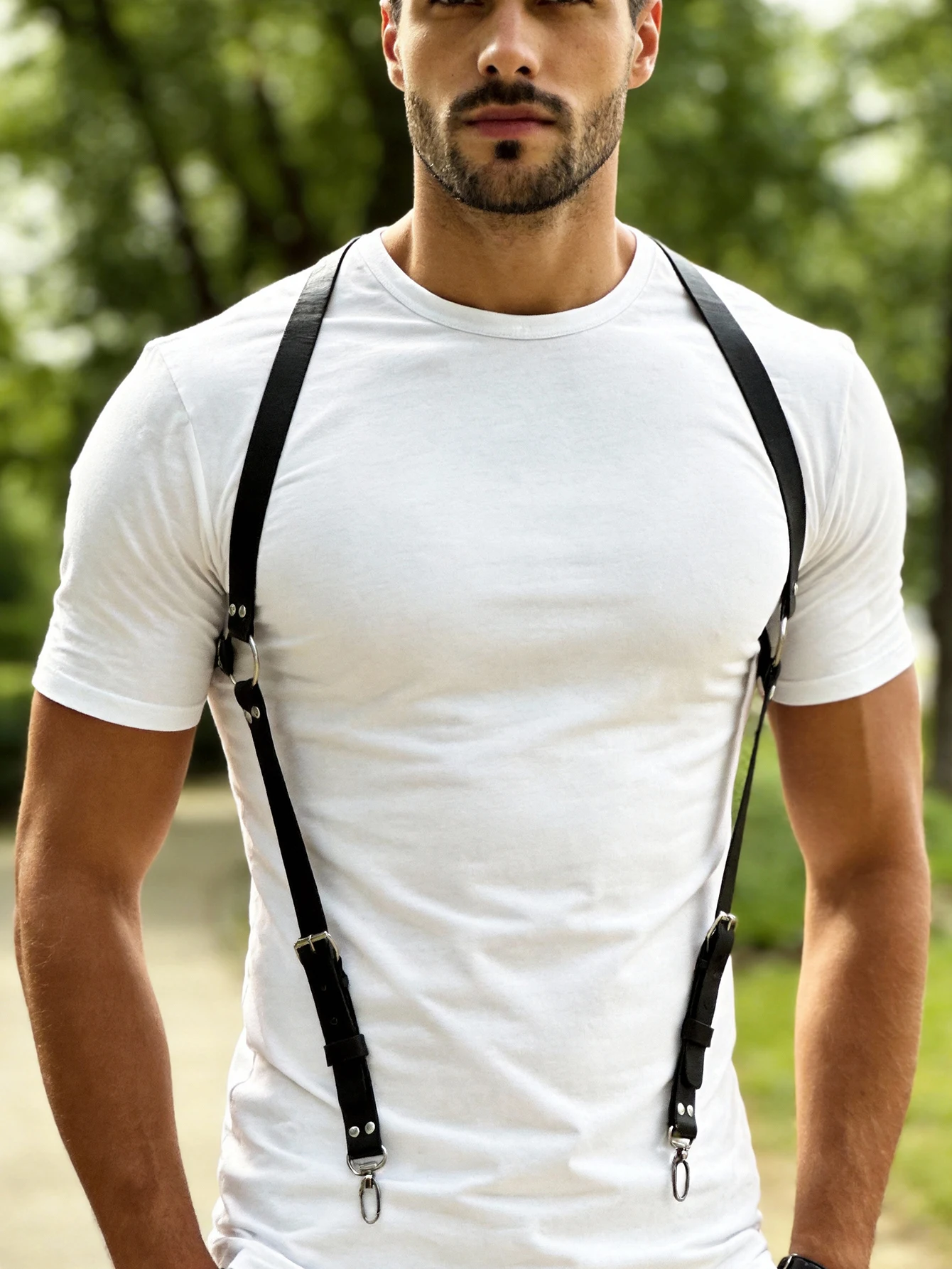 

Мужской черный нагрудный ремень из искусственной кожи – регулируемые нагрудные ремни в стиле панк, модный аксессуар для повседневной уличной моды