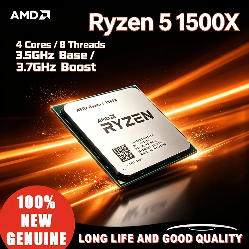 100% Brand New Original AMD Ryzen 5 1500X R5 1500X CPU Processor YD150XBBM4GAE Socket AM4 4 Cores 8 Threads 3.5 GHz L3=16M 65W