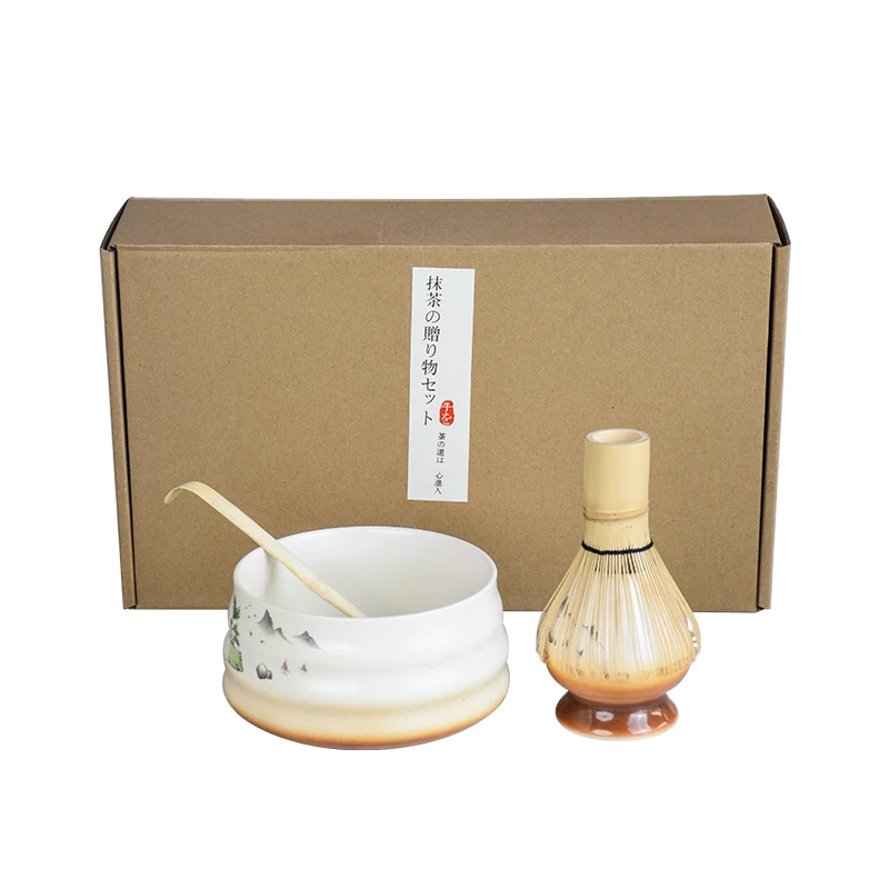 4pcs/set Handmade Home Easy Clean Matcha Tea Set Tool Stand Kit Bowl Whisk Scoop Gift Ceremony Traditional Japanese Accessories