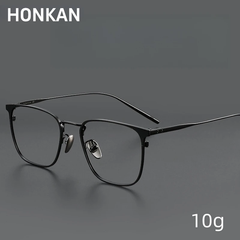 نظارات HONKAN Fashion من التيتانيوم النقي، نظارات مربعة مريحة، إطار نظارات طبية بصرية عتيقة، رجال الأعمال والنساء #1