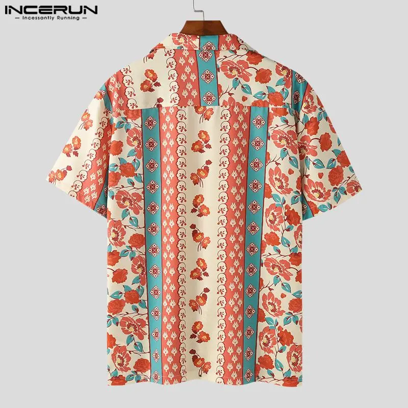 2024 Men Hawaiian Shirt Printing Lapel Short Sleeve Streetwear Men Clothing Summer Vacation Fashion Casual Shirts S-5XL INCERUN