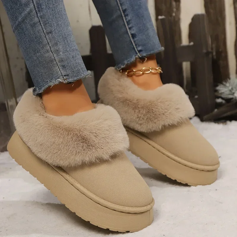 Winter Classic Suede Comfortable Casual Snow Boots Round Toe Thick Sole Increased Height Plus Velvet Warm Women's Fashion Boots