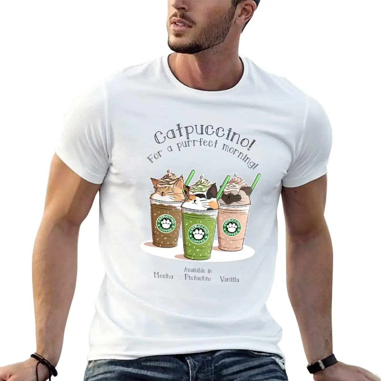 

Catpuccino! For a purrfect morning! (Second Version) T-Shirt vintage clothes tops summer clothes man clothes men t shirt