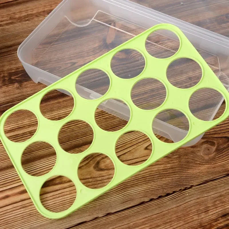 15 Grids Egg Storage Box with Lid Egg Box Tray Drawer Carton PP Cases Refrigerator Cases Compartment Storage Egg Rack Support