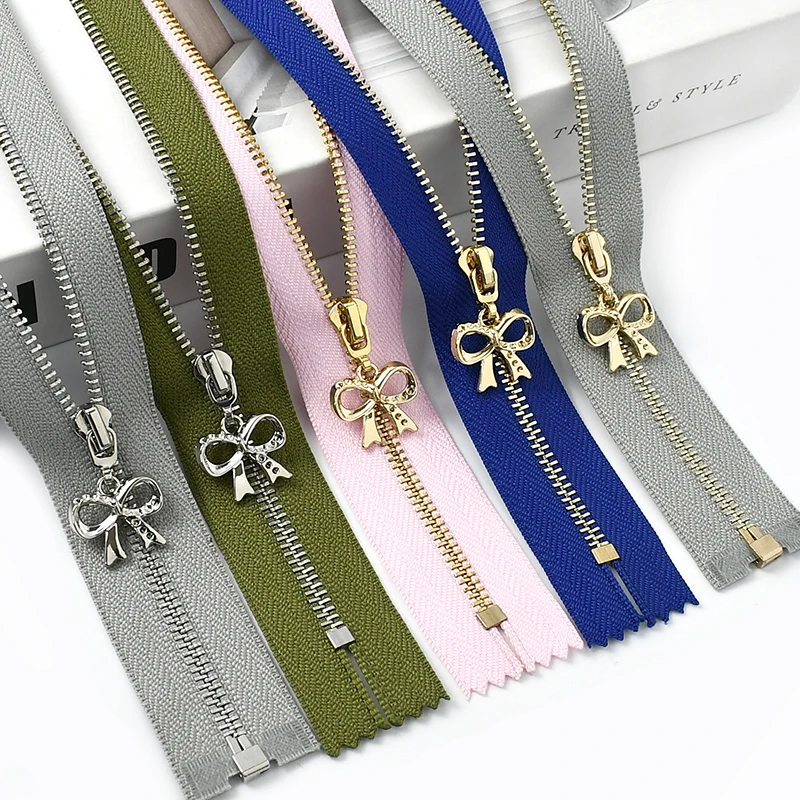 

3Pcs Meetee 3# 15-30cm Metal Zippers By Meters Sewing Jacket Replace Bow Zips Bag Garment Decor Zipper Repair Kit Accessories