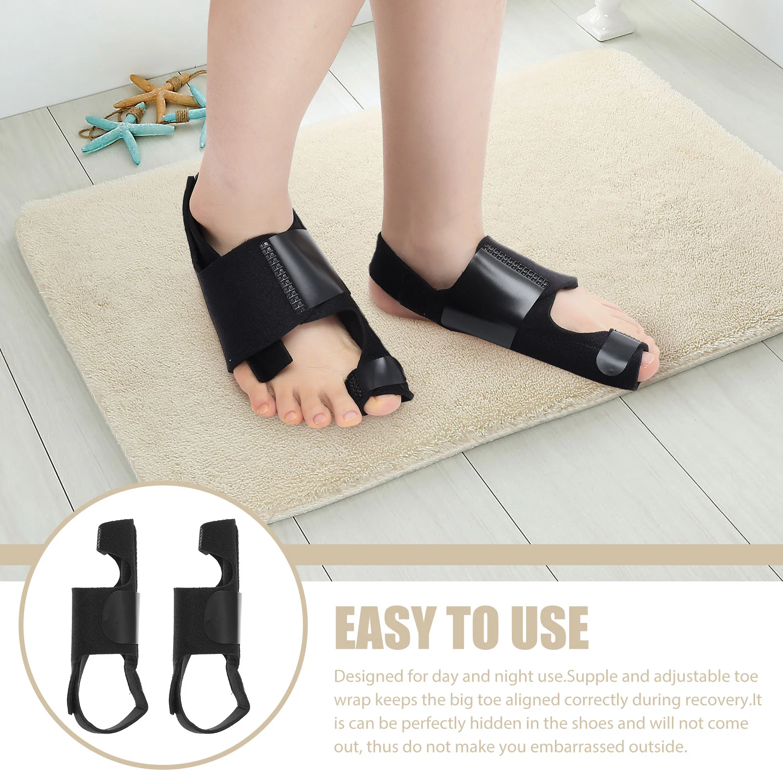 

1 пара профессиональных инструментов для коррекции вальгусной деформации, регулируемый разделитель пальцев ног, удобная шина для большого пальца стопы, портативный бандаж для пальцев ног для женщин