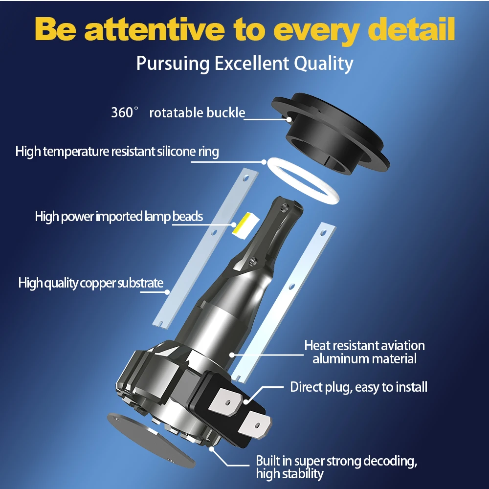 フォードフュージョン用LEDカーヘッドライト電球,白色フォグランプ,6000k,360w,12v,60000lm,2006-2010, 2011, 2012, 2013, 2014, 2015, 2016