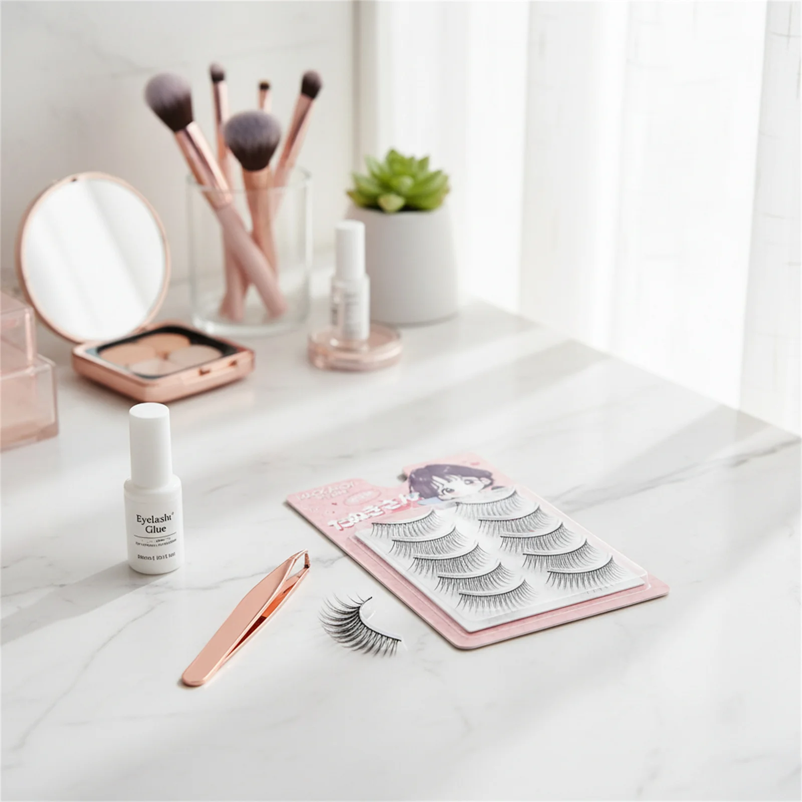 Cílios postiços estilo coreano, tiras completas, cílios diários, faixa de plástico preta para volume natural e maquiagem de curvatura