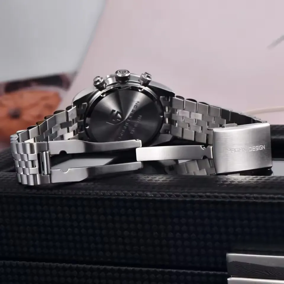 2026New PAGANI DESIGN Quartz Panda Dial Watch Sapphire Luxury Luminous 500 Bezel Men Watch 316L All Steel Japan Movt Chronograph view 2