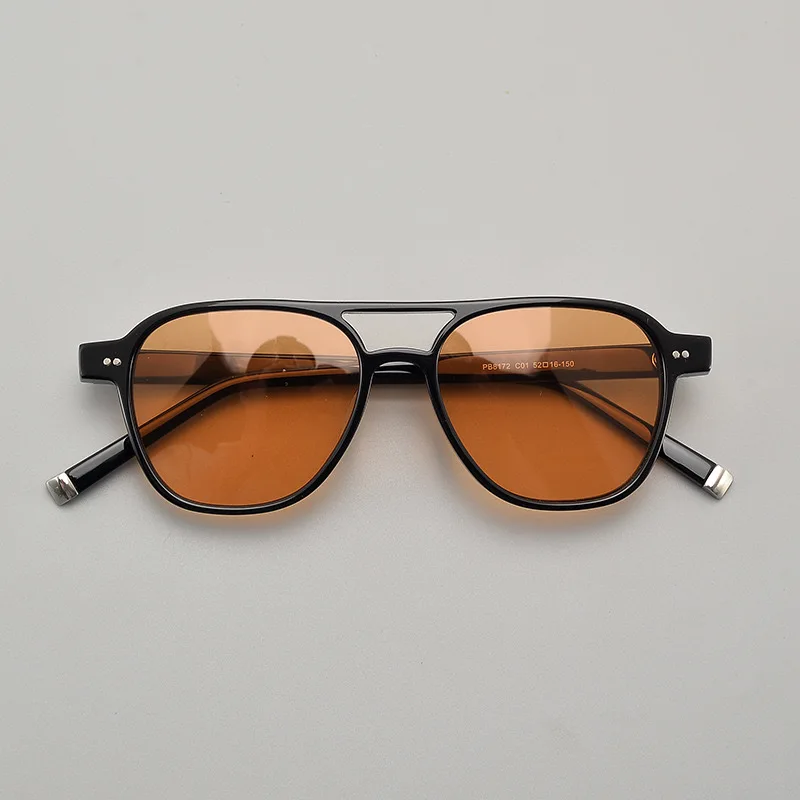 Double beam sunglasses for men and women non-mainstream anti-UV400 advanced sense square frame color sunglasses