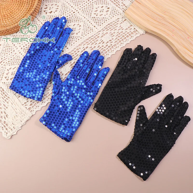 2 uds/1 par Punk moda Sexy lentejuelas brillantes guantes de rendimiento gótico fiesta de noche Club ropa de mano vientre Iatin guantes de baile