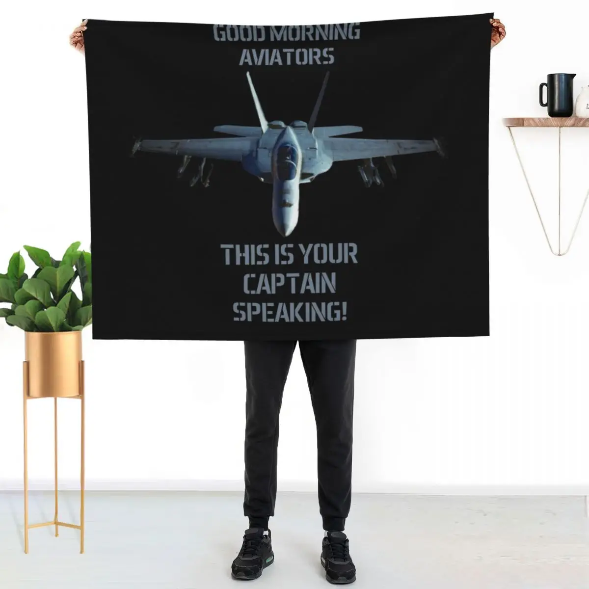 F-18 Super Hornet Good Morning Aviators This is your Captain speaking Maverick Throw Blanket Furry Thermal decorative Blankets