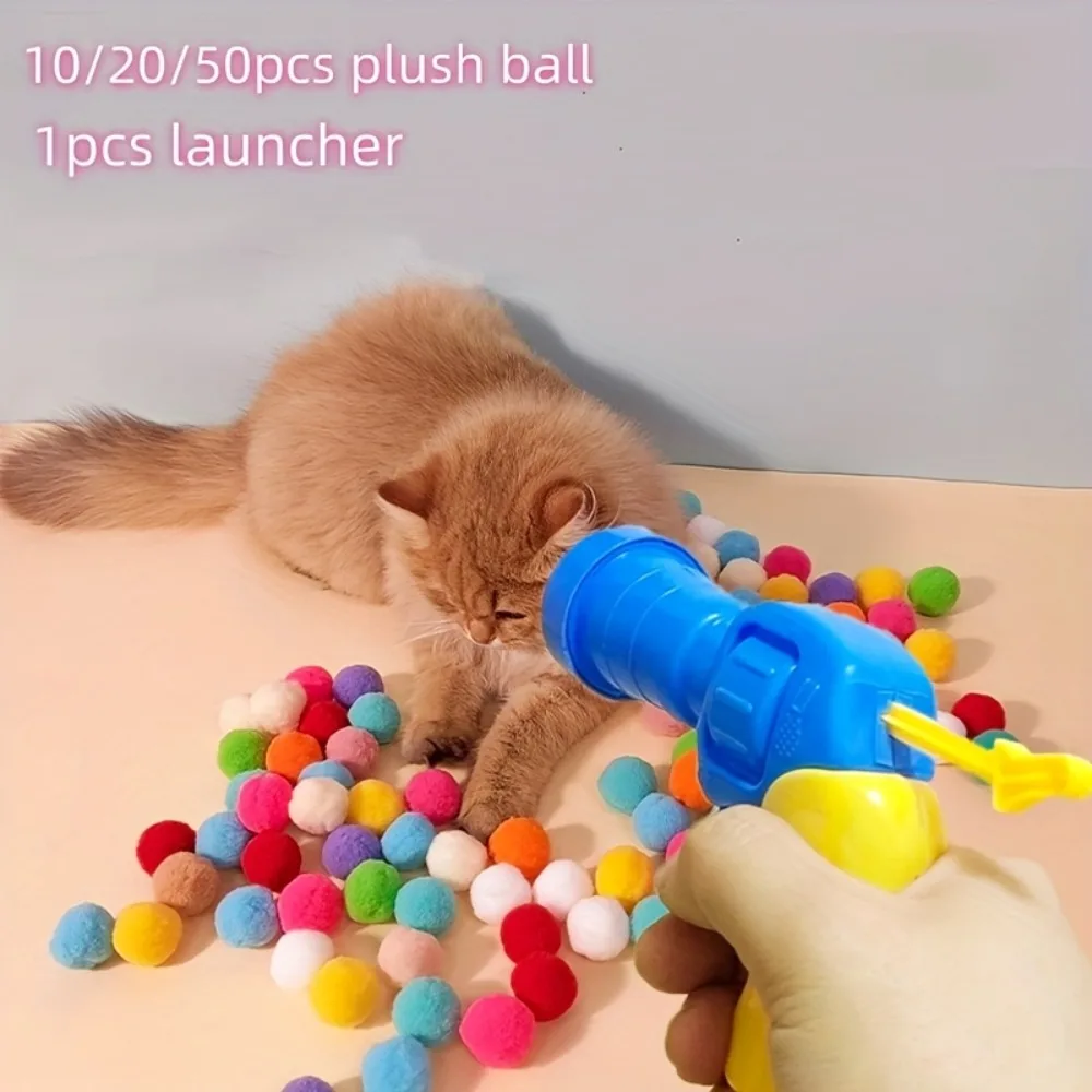 10/20/50PCS Pet Cat Toy Set, Interactive Rebound Launcher for Cats and Dogs, Random Color, Easy to Use, Durable Design