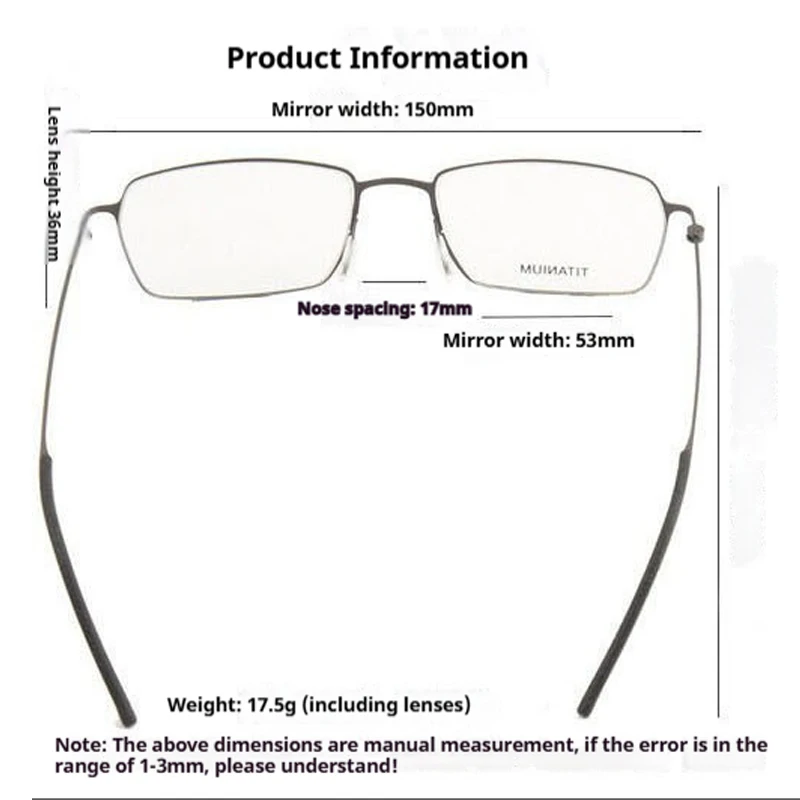 Occhiali retrò in titanio: naselli ergonomici, tempio flessibile, 6 opzioni di colore