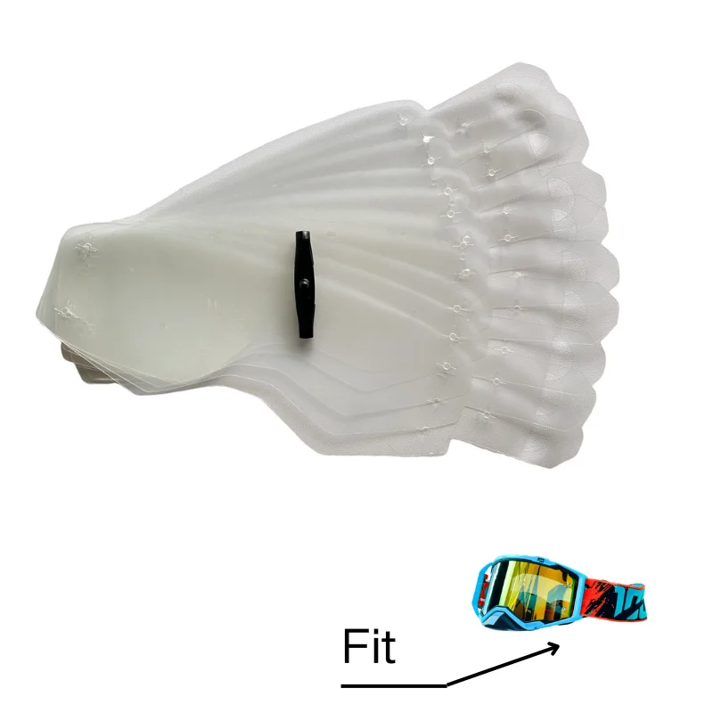 

10 Pack MX Goggle Tear Offs with Strap Pins Standard Tear-Offs Motocross Goggles Protection Lens Film Protection Accessories