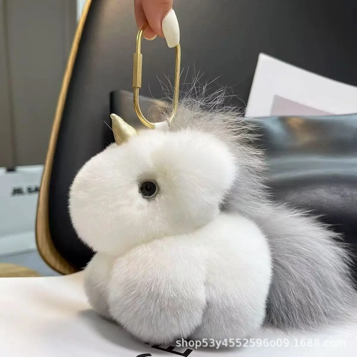Simpatico peluche INS unicorno finta pelliccia di lontra unicorno ragazze borsa ciondolo portachiavi regalo di compleanno ciondolo auto