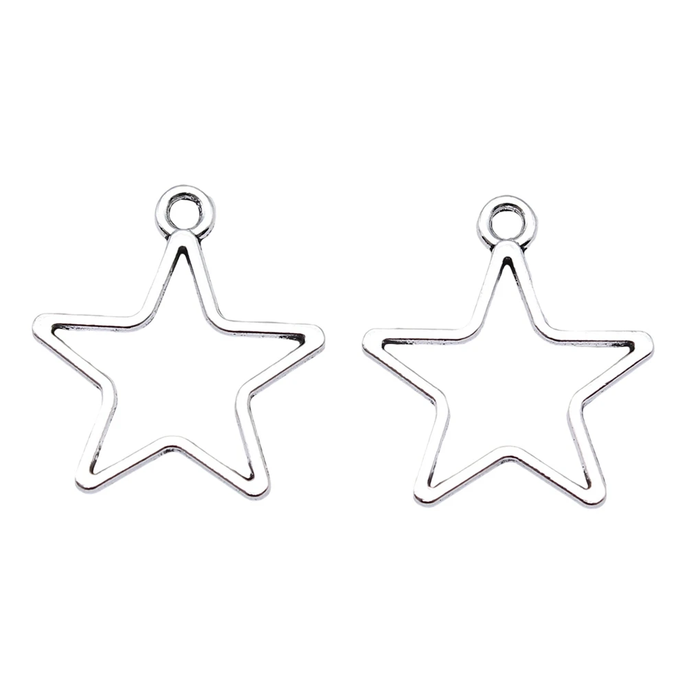 Components Hollow Star Pentagram Charms Jewelry Making 24x21mm 20pcs