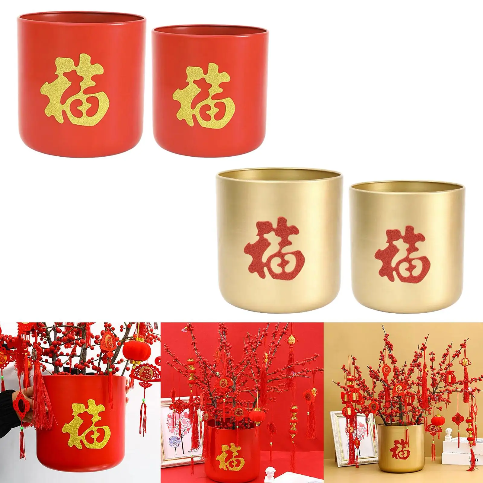 2Pcs New Year Decoration Flower Pot Planter Pot for Home Living Room Bedroom