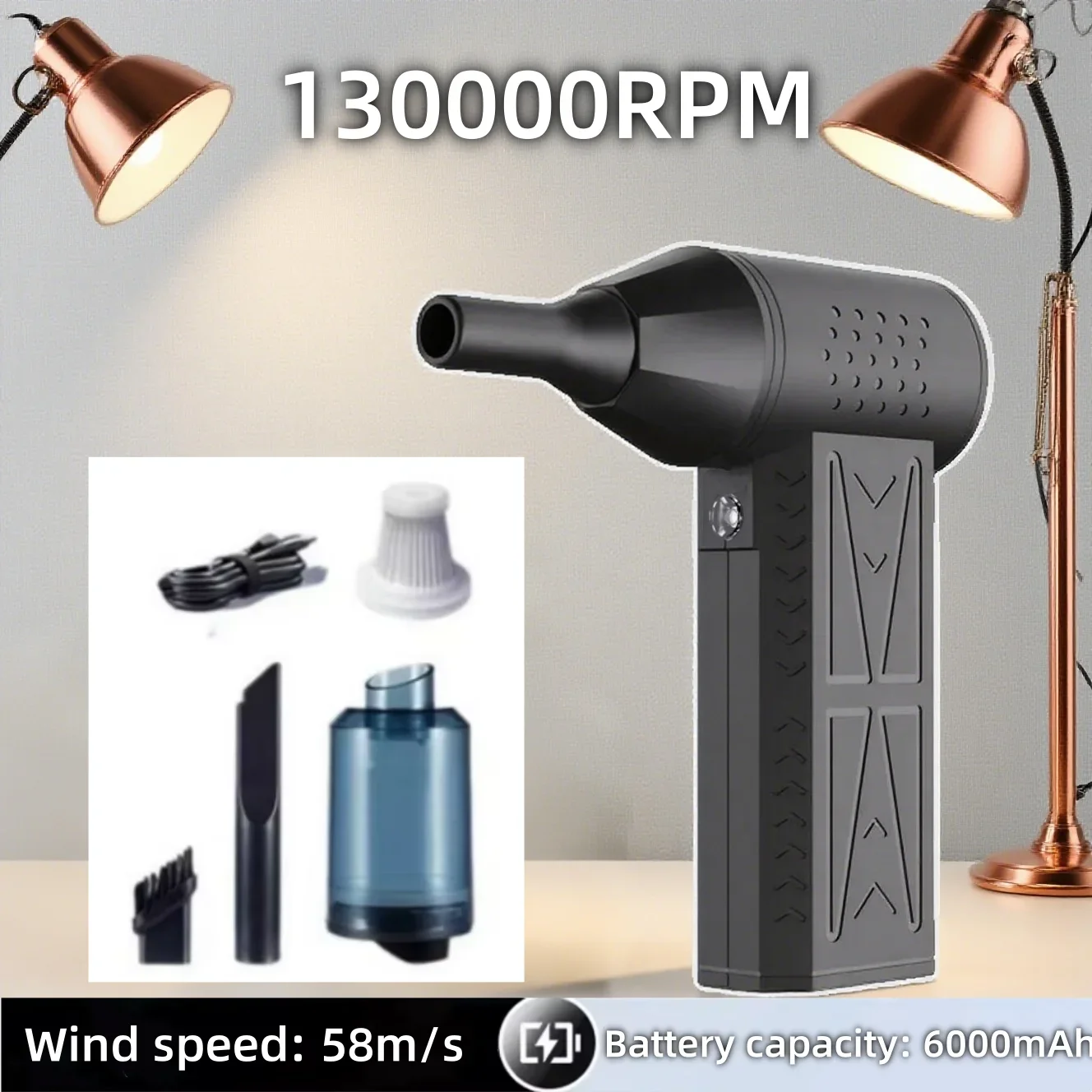 

Мини-воздуходувка 130000 об/мин, ручной электрический турбореактивный вентилятор, промышленный пылеуловитель, бесщеточный двигатель, жестокий вентилятор, скорость ветра, 58 м/с