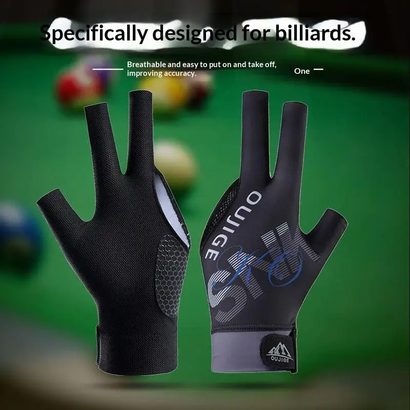 Open Finger Pool Glove 3 Finger Breathable Polyester AntiSlip Design for Snooker Table Practice Session