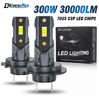 2PCS LED H7 Headlights Bulbs 300W 30000LM Car Light 7535 CSP Chips STG High Low Beam 6500K 1:1 Mini Size Plug and Play 12V 24V