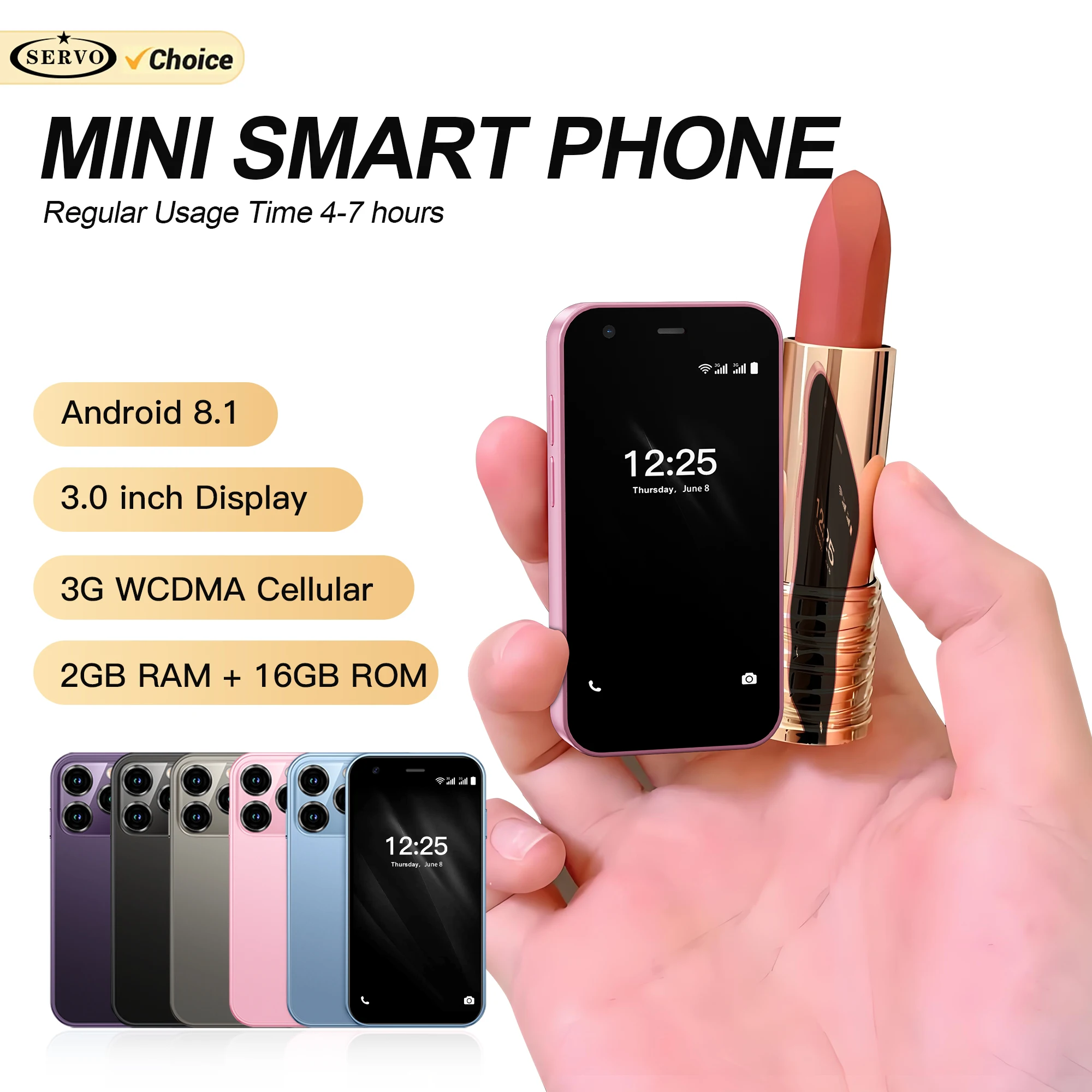 2026 NEW SERVO Mini Smartphone Android System 16GB ROM Play Store GPS 3G WCDMA 2 SIM Standby 3'' Small Pocke Cheap Mobile Phones