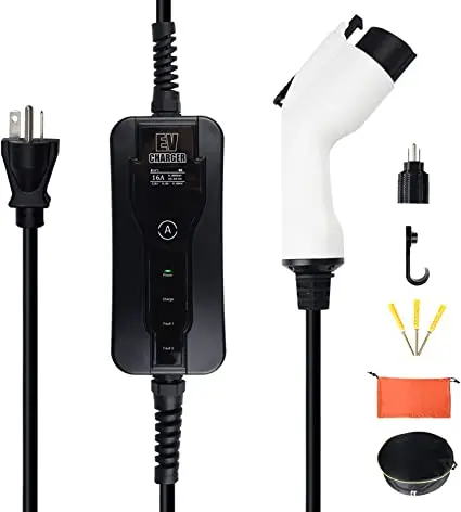 DOOTHUN EV Charger Level 1-2,16 amp Level 2 Electric Vehicle Home Charging Station EVSE with Level 1 NEMA5-15 Adapter and LCD SC