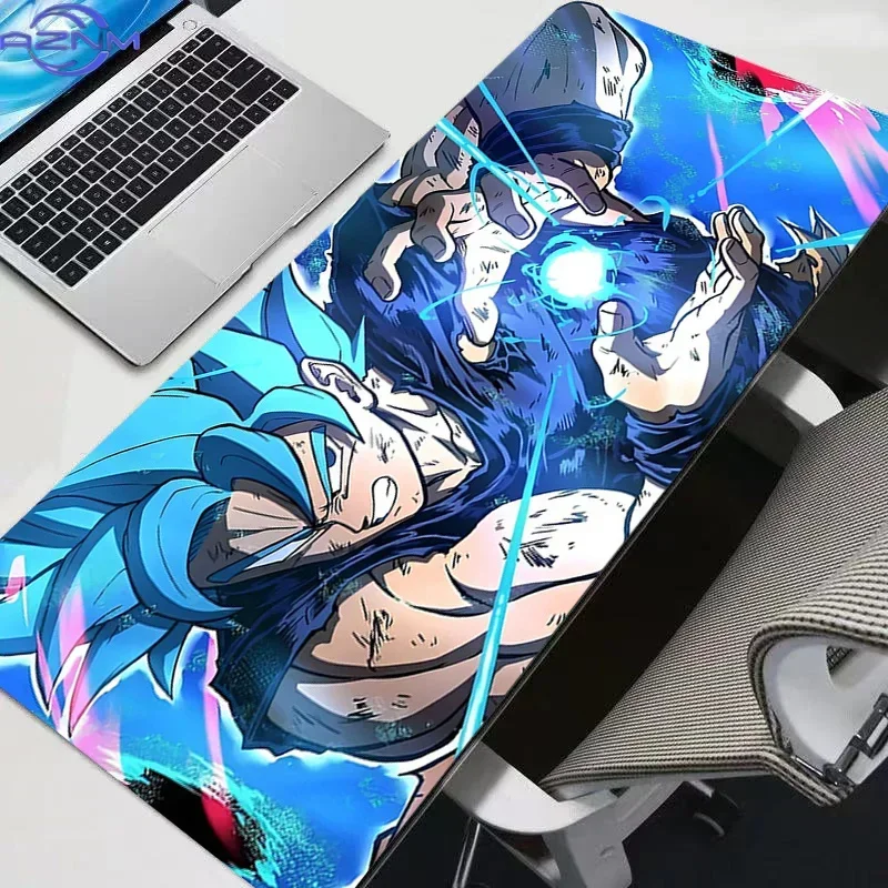 Vibrant Blue Lightning Anime Fighter Large Gaming Mouse Pad, Cool Battle Character Print Non-Slip Lock Edge XXL Desk Keyboard Ma