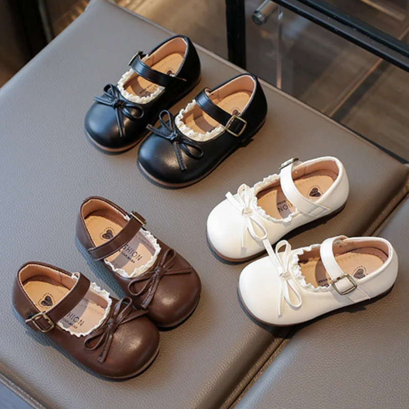 

Kawaii Y2K повседневная обувь, модная детская обувь, кожаные балетки для девочек, туфли принцессы на мягкой подошве для малышей, новинка весны 2023 г.