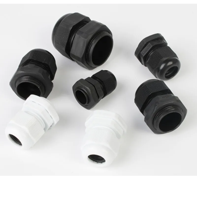 100Pcs PG9 Cable Range 4-8mm OD Thread 14.8mm Waterproof  Cables Glands Connector White or Black