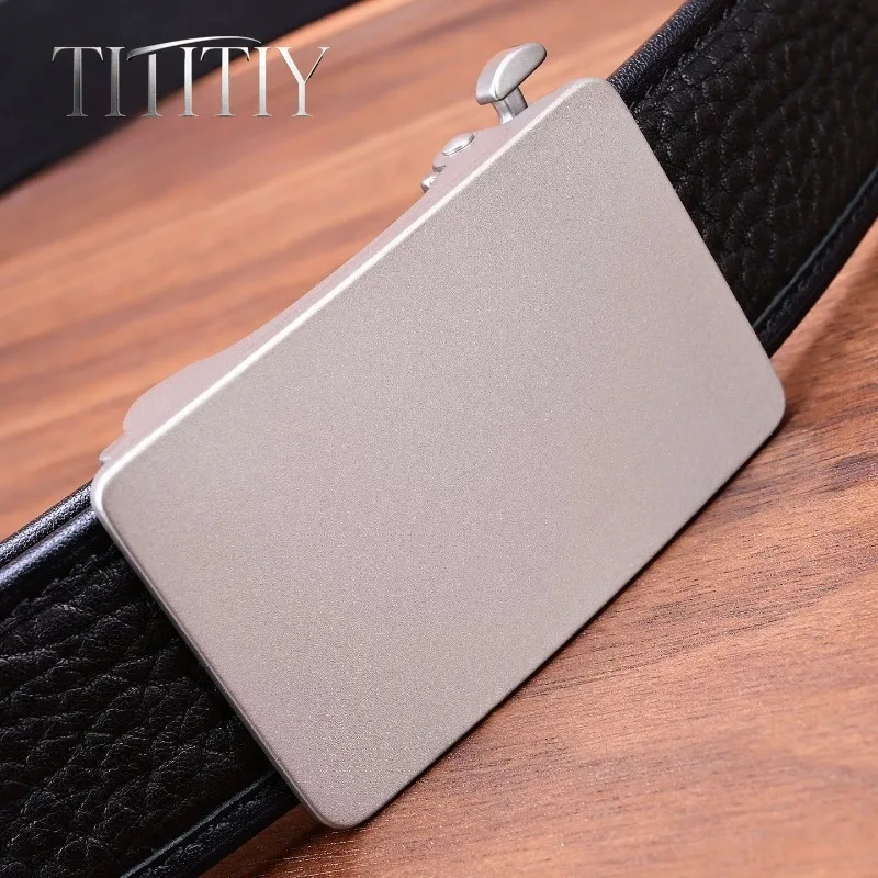 New Luxury Wild Cowhide Pattern Pure Titanium Automatic Buckle Belt Men Business Hypoallergenic Belt Buckle Head Top Grain 38mm