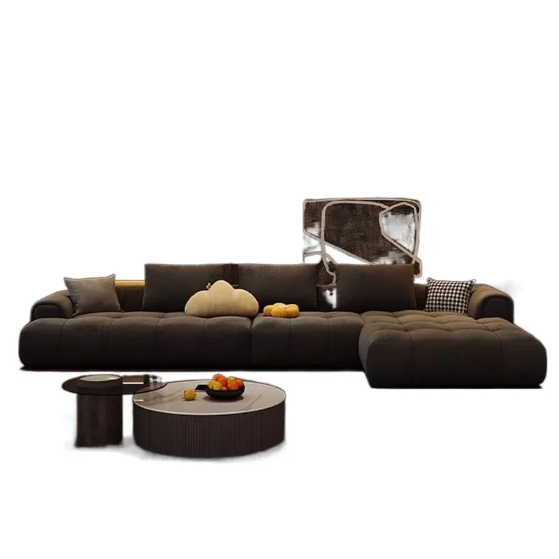 

Nordic matte flannel sofa, modern light luxury small apartment living room sofa