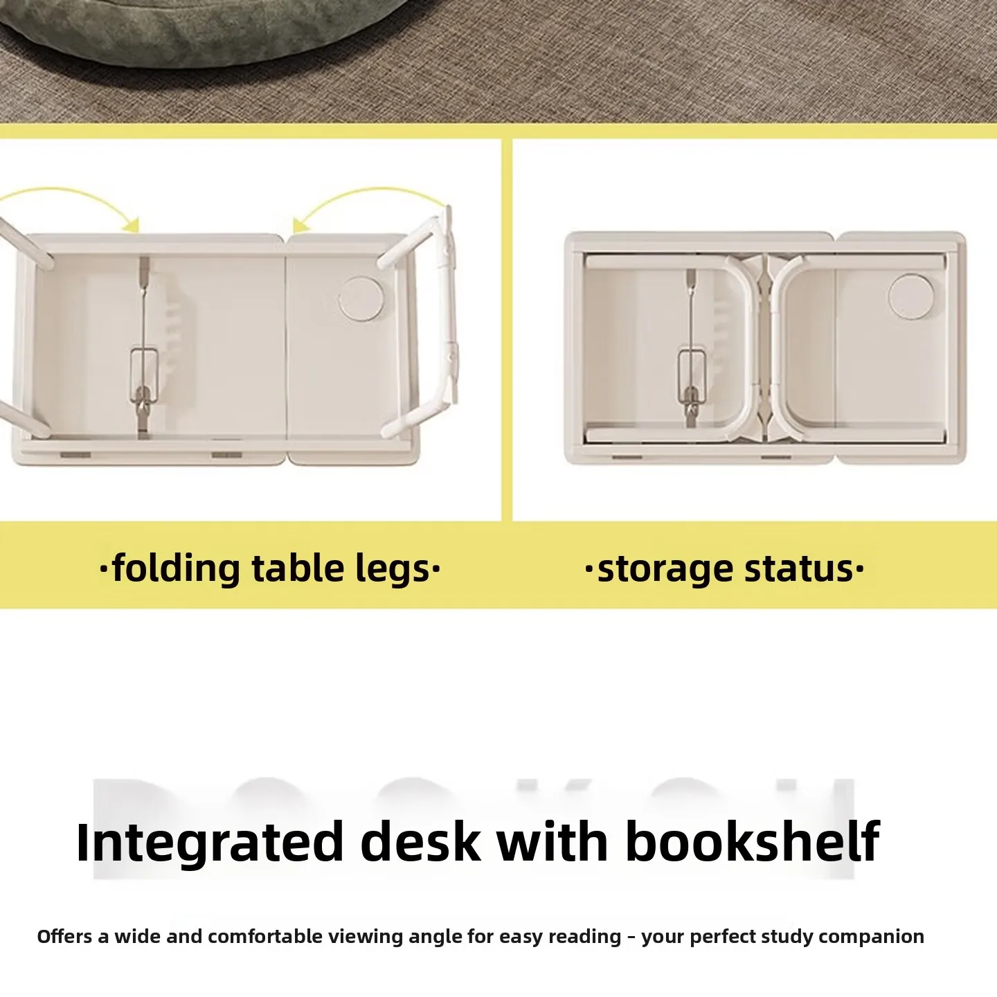 Adjustable Bed Laptop Desk with 5 Tilt Angles and Split Surface Walnut Color Folding Reading Table for Students in Dorm Rooms