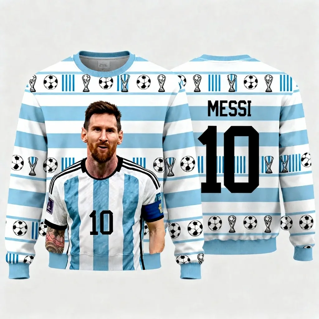 عيد الميلاد ميسي بلوزات الجرافيك هدايا لمحبي ميسي ثلاثية الأبعاد طباعة الخريف Y2K الأطفال هوديس الرجال والنساء بلوزات #1