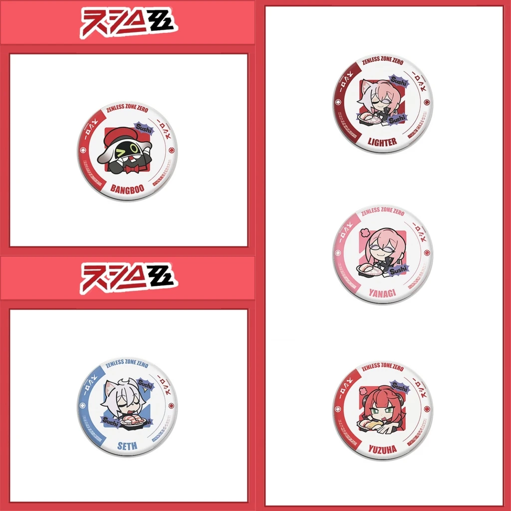 58mm Game Zenless Zone Zero Bangboo Lighter Yuzuha Seth Yanagi Cosplay COSTUME Badge Pin SPTE Tinplate Brooch﻿ Prop Gilf