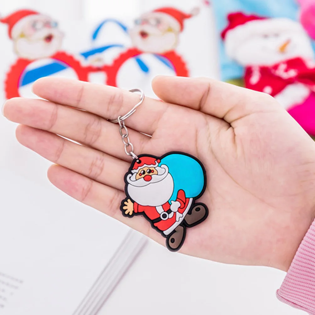 

12PCS Christmas Key Chain Silicone Gifts Decorations Xmas Bag Pendant nament Key Ring Creative Holiday Accessories