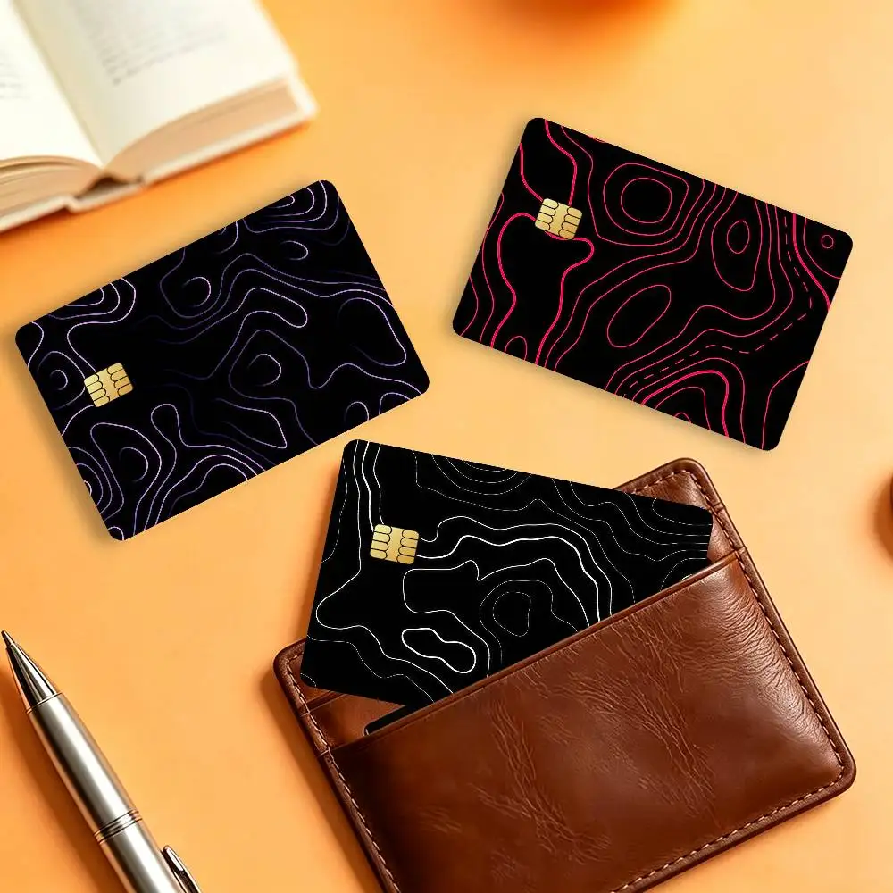 Black Abstract Terrain Matte Card Stickers For Credit Cards Debit Cards And Transit Cards 4Pcs