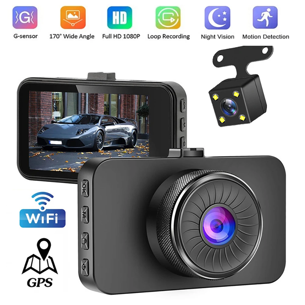 Car DVR WiFi Full HD 1080P Dash Cam Rear View Vehicle Car Camera Video Recorder Night Vision Auto Dashcam GPS Car Accessories