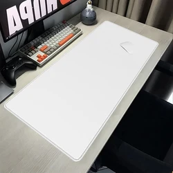 White Rubber Mouse Pad Gaming Accessory XL Stitched Edges Long Deskmats Non-Slip Base Computer Extended Keyboard Mat for Laptop