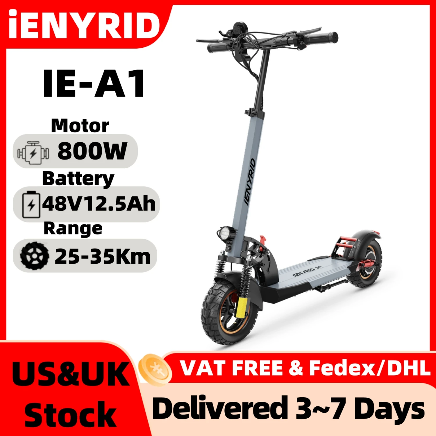 

Складной электрический самокат IENYRID iE-A1, 800 Вт/48 В/12,5 Ач, электронный самокат, максимальная скорость 45 км на час, максимальный диапазон 20-30 км, скутеры