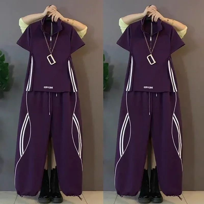 

Fashion Stand Up Collar 2026 New Casual Sports Set for Women in Summer Stylish and Slimming Two-piece Set