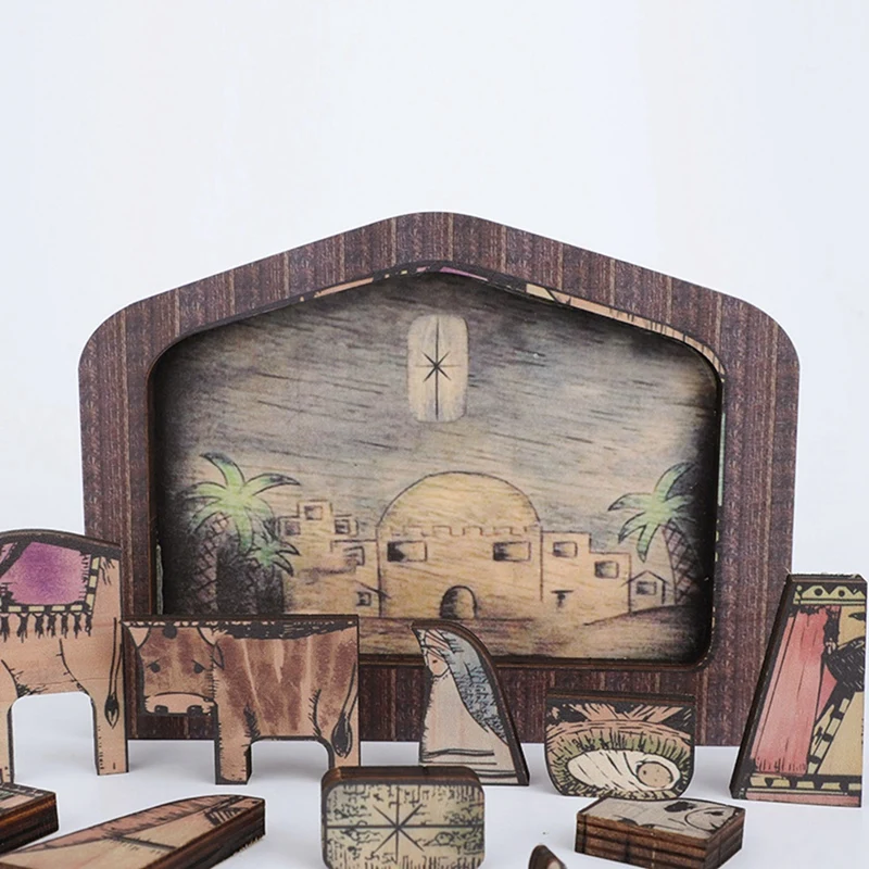 Wooden Jesus Puzzles Nativity Jigsaw Puzzles With Wood Burned Design Jigsaw Puzzle For Adults And Kids Desk Figurines ,S