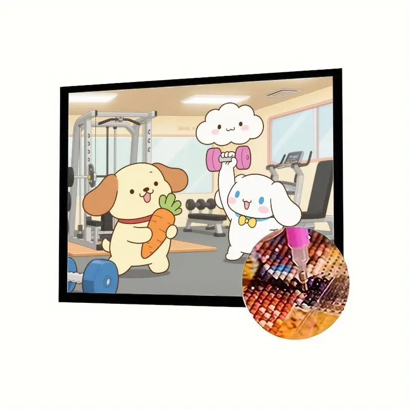 

1PC Sanrio Pompompurin & Cinnamoroll Gym Workout 5D Diamond Painting Kit - Cute Cartoon Fitness Theme Full Drill Rhinestone Embr