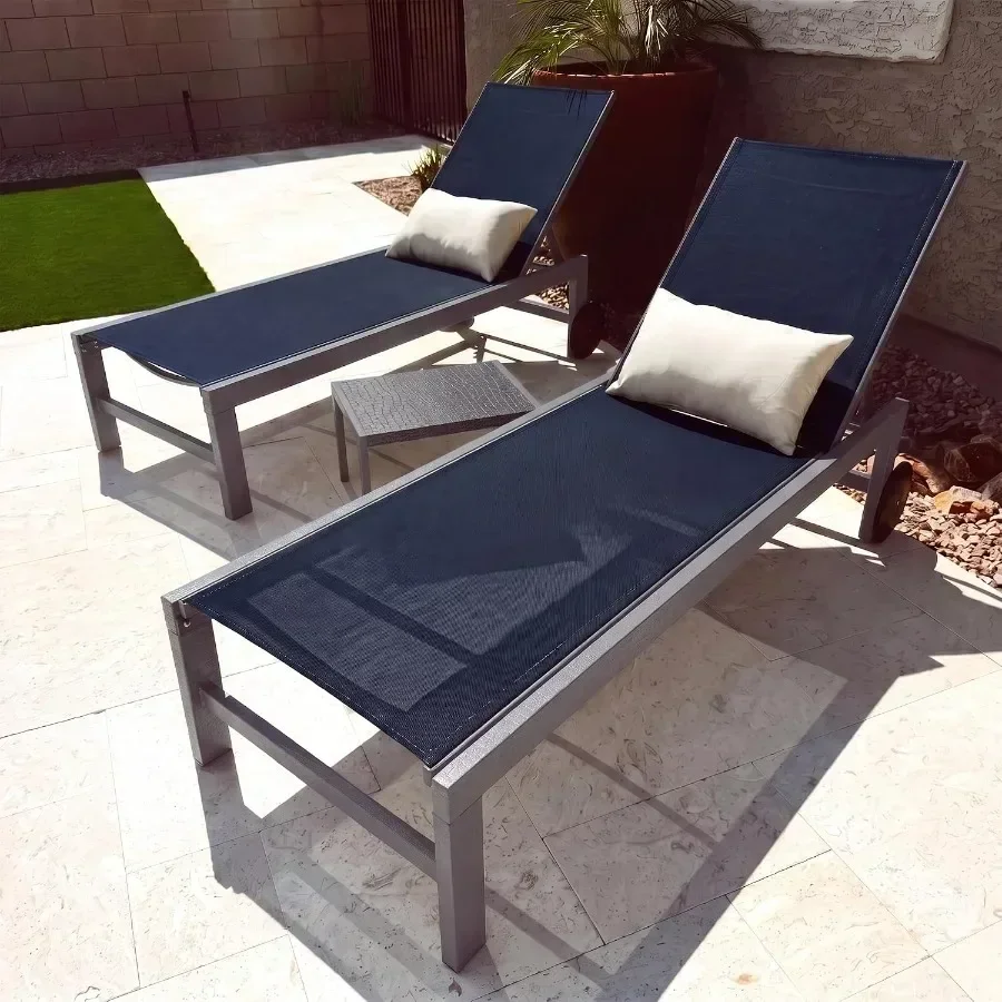 Patio Lounge Chair Set for 2, All Weather Aluminum